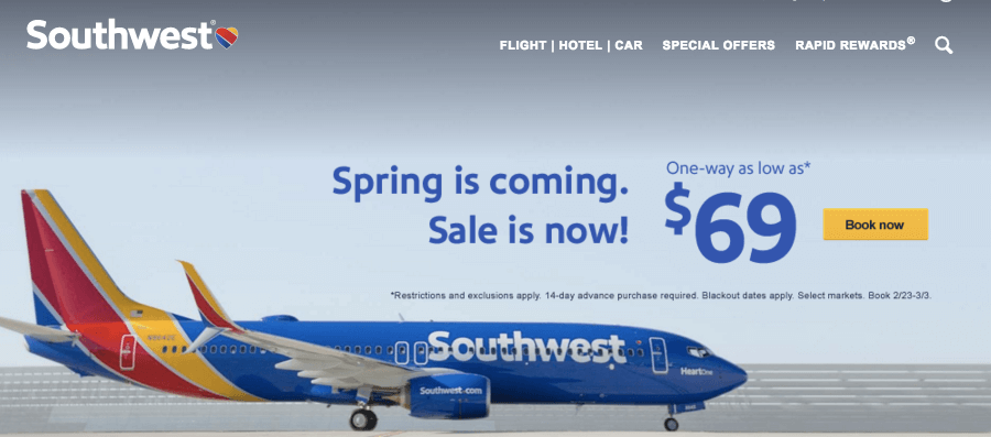 southwest airlines one way deals online -